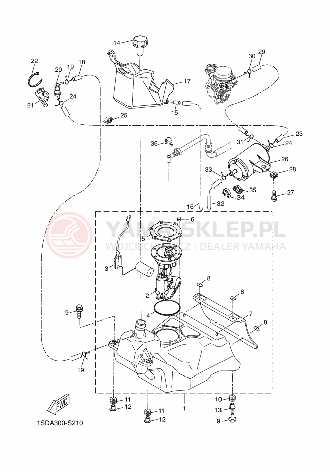 Schemat "zbiornik paliwa" do Yamaha X-MAX 400 ABS