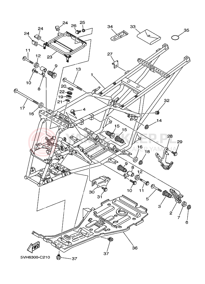 Schemat "rama" do Yamaha KODIAK 2WD
