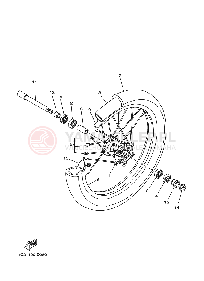 Schemat "Koło przód" do Yamaha YZ125