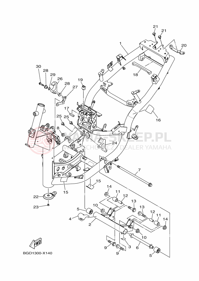 Schemat "rama" do Yamaha TRICITY 155