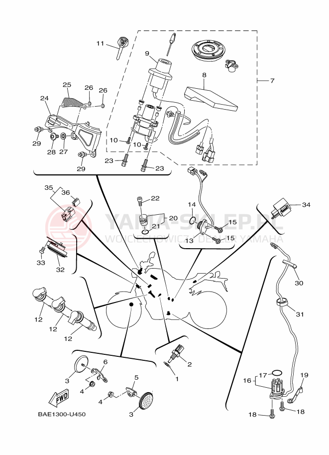 Schemat "układ elektryczny" do Yamaha XSR900