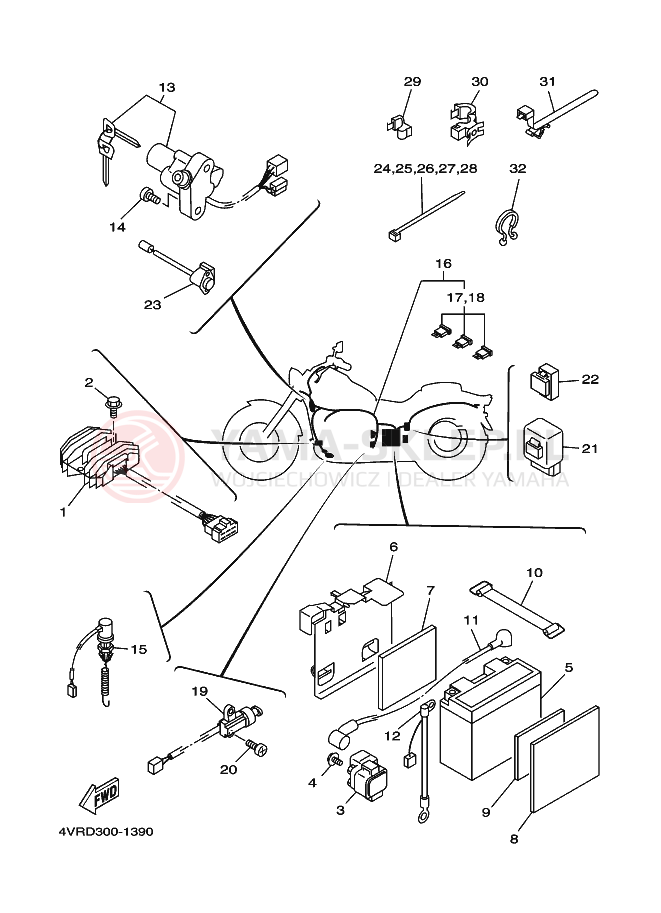 Schemat "układ elektryczny" do Yamaha XVS650 DRAGSTAR