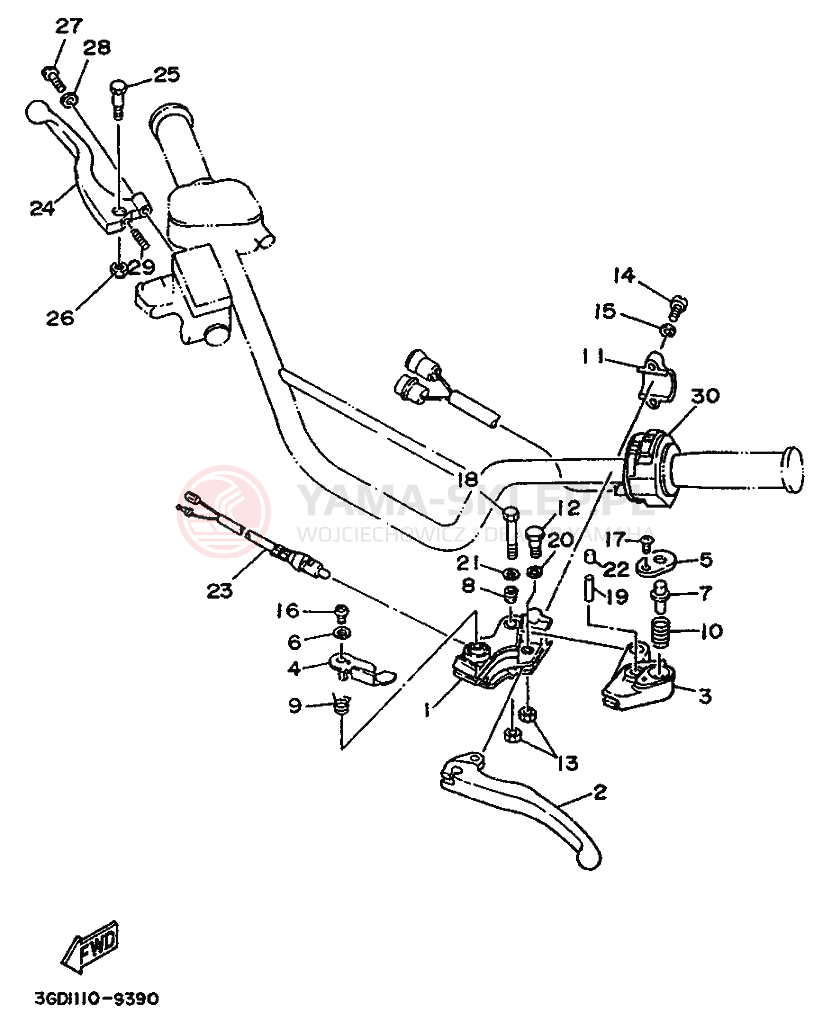Schemat "Kierownica i osprzęt" do Yamaha WARRIOR