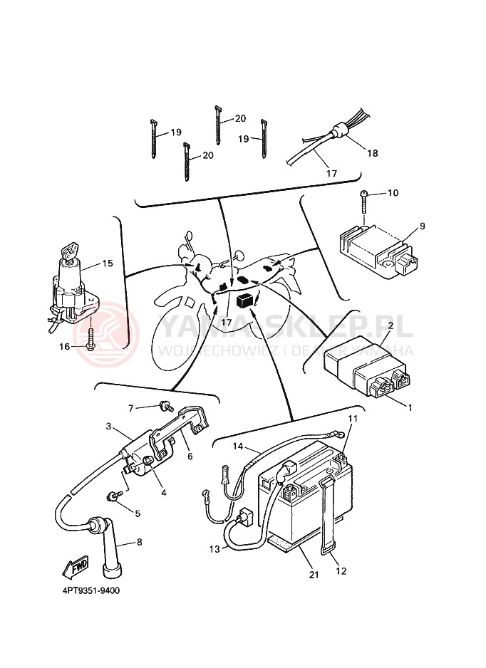 Schemat "układ elektryczny" do Yamaha XT600E