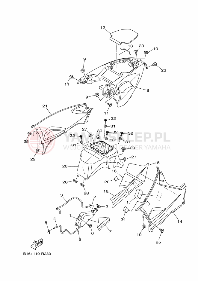 Schemat "Pokrywa boczna" do Yamaha KODIAK 700