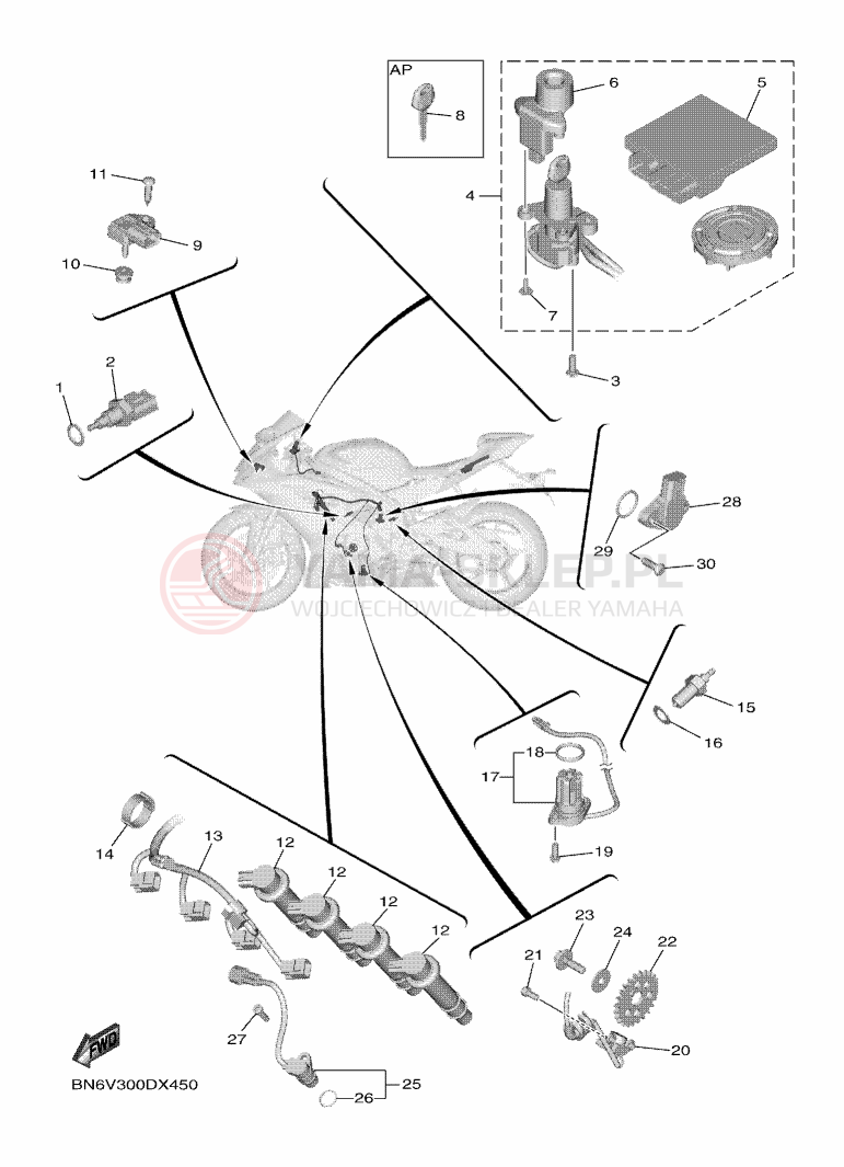 Schemat "układ elektryczny" do Yamaha YZF-R6
