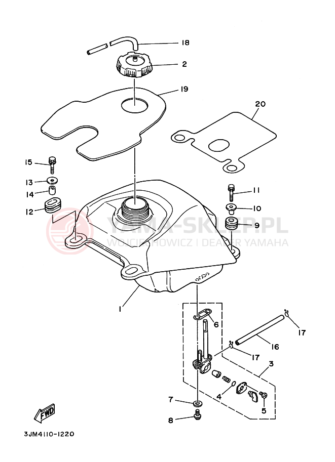 Schemat "zbiornik paliwa" do Yamaha BLASTER