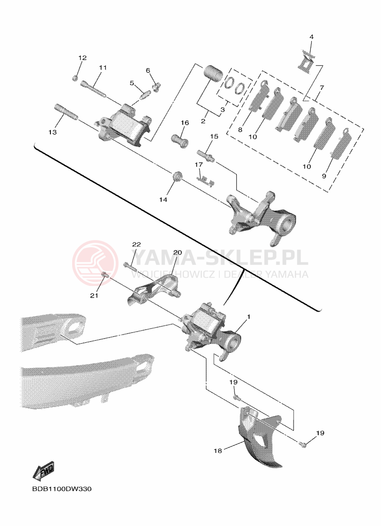 Schemat "Zacisk hamulcowy tylny" do Yamaha WR450F
