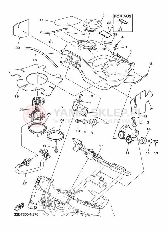 Schemat "zbiornik paliwa" do Yamaha WR250R