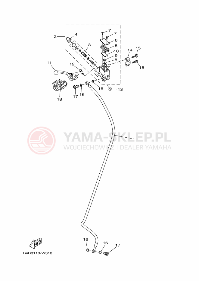 Schemat "Pompa hamulcowa przednia" do Yamaha YZ85