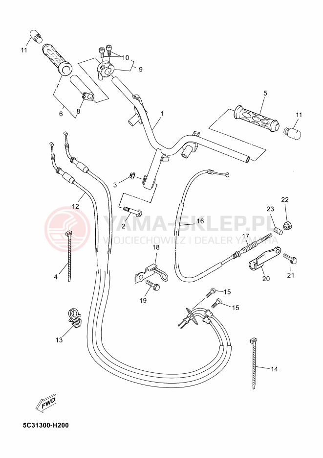 Schemat "Kierownica i osprzęt" do Yamaha NEOS 50 4ST