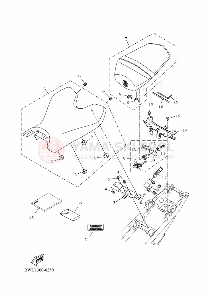 Schemat "siedzenie" do Yamaha R125