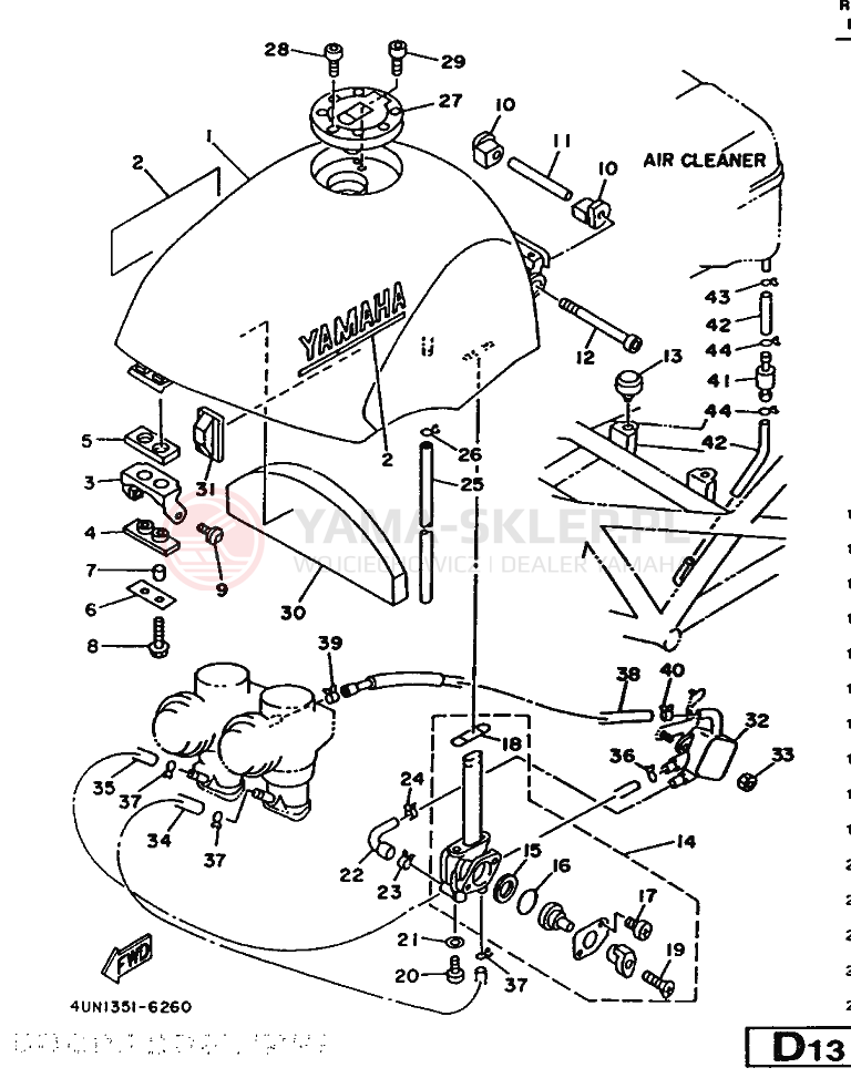 Schemat "zbiornik paliwa" do Yamaha TRX850