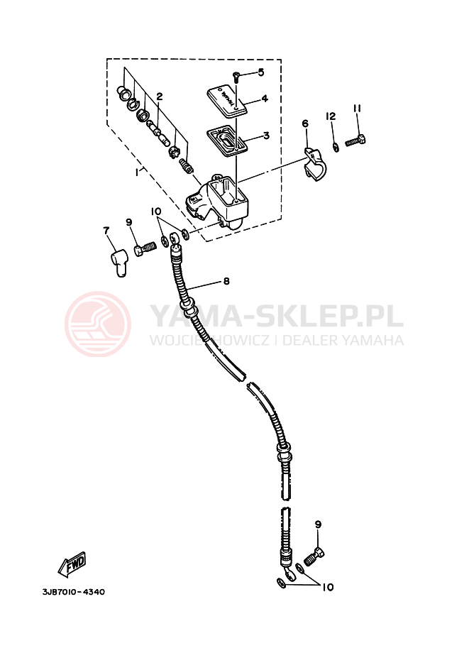 Schemat "Pompa hamulcowa przednia" do Yamaha XV400 VIRAGO