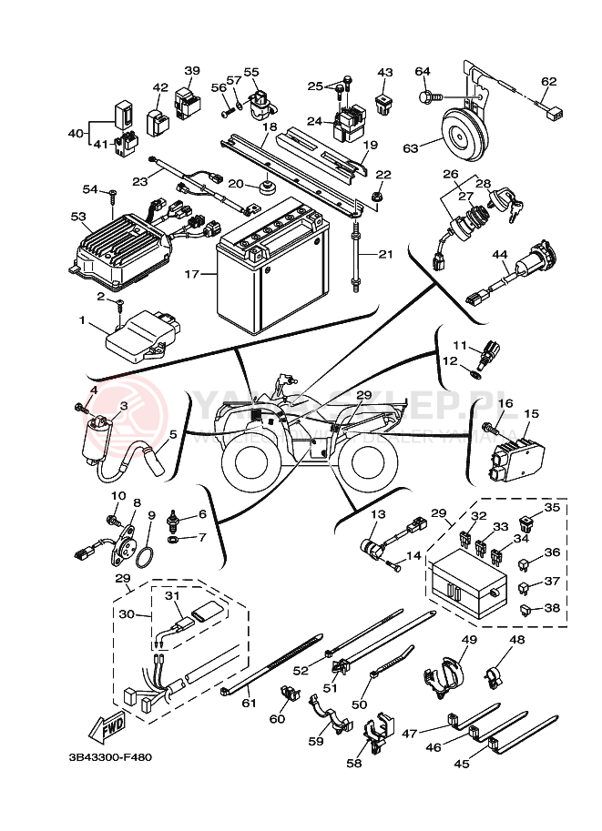 Schemat "układ elektryczny" do Yamaha GRIZZLY 700 FI