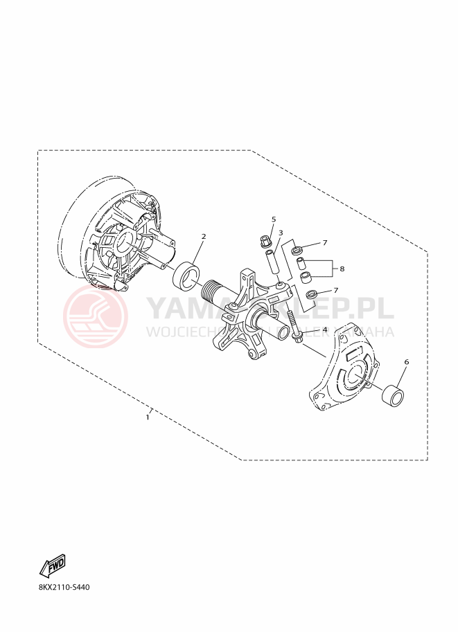 Schemat "Sprzęgło - zestaw regulacji" do Yamaha VK540V