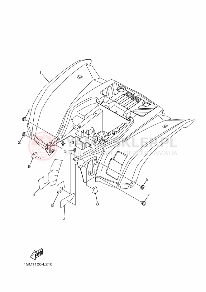 Schemat "Tylny błotnik" do Yamaha YFM300