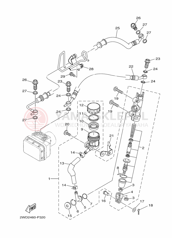 Schemat "Pompa hamulcowa tył" do Yamaha YZF-R3