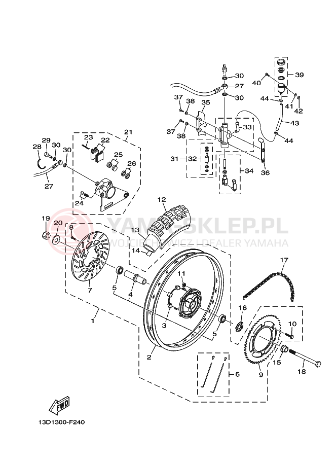 Schemat "Koło tył" do Yamaha XT125R