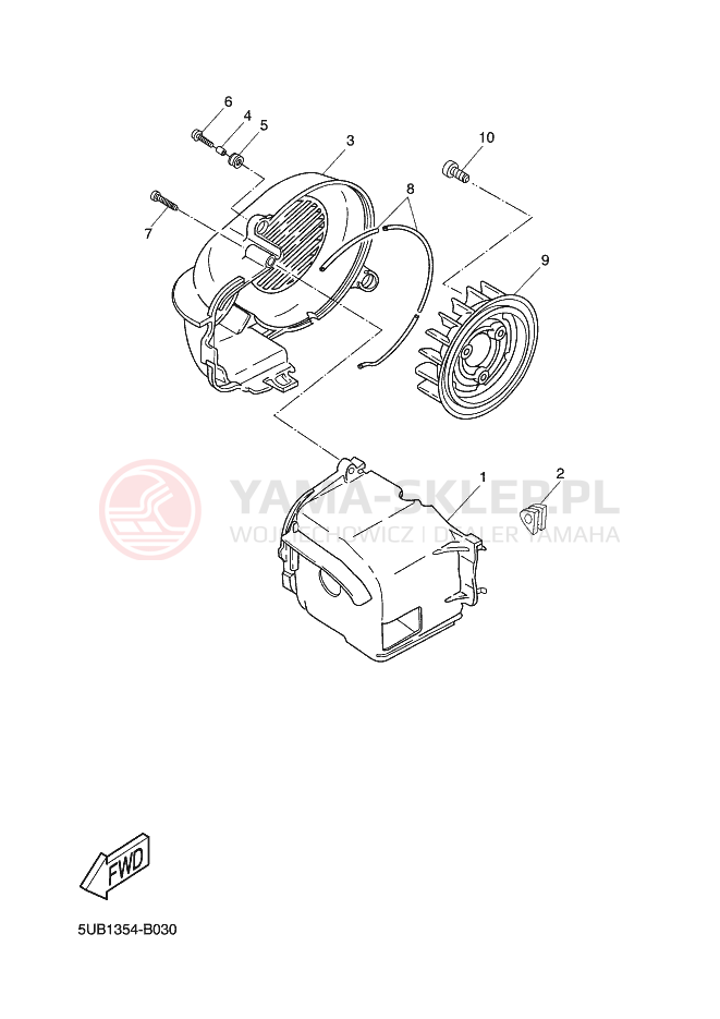 Schemat "Osłona powietrza - wentylator" do Yamaha YN50