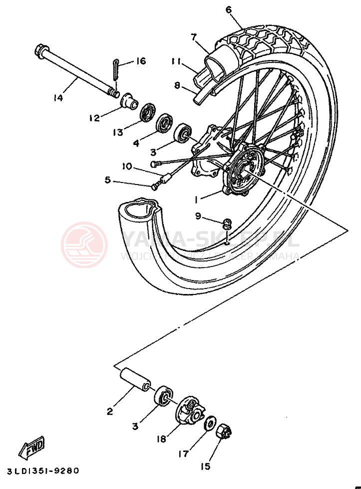 Schemat "Koło przód" do Yamaha XTZ750 SUPERTENERE