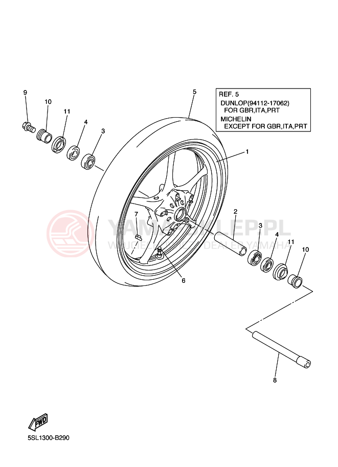 Schemat "Koło przód" do Yamaha YZF-R6