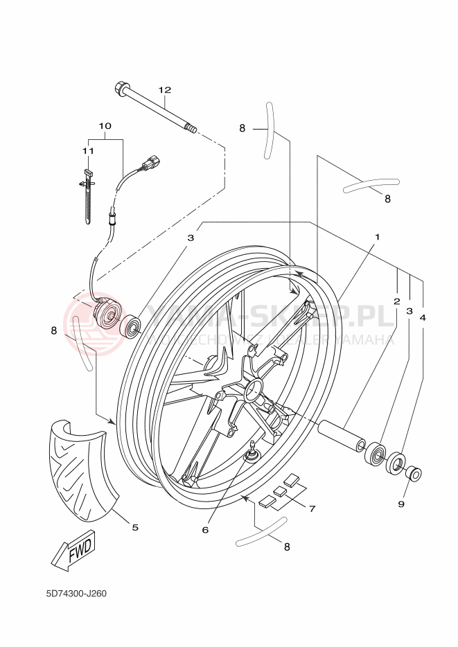 Schemat "Koło przód" do Yamaha YZF-R125