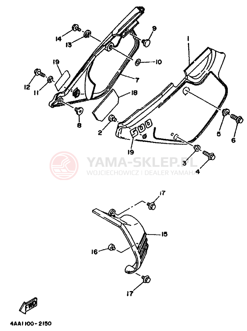 Schemat "POKRYWA BOCZNA I ZBIORNIK OLEJU" do Yamaha WR500Z