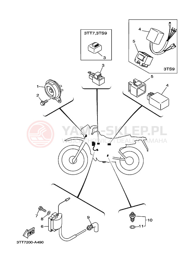 Schemat "układ elektryczny" do Yamaha DT125