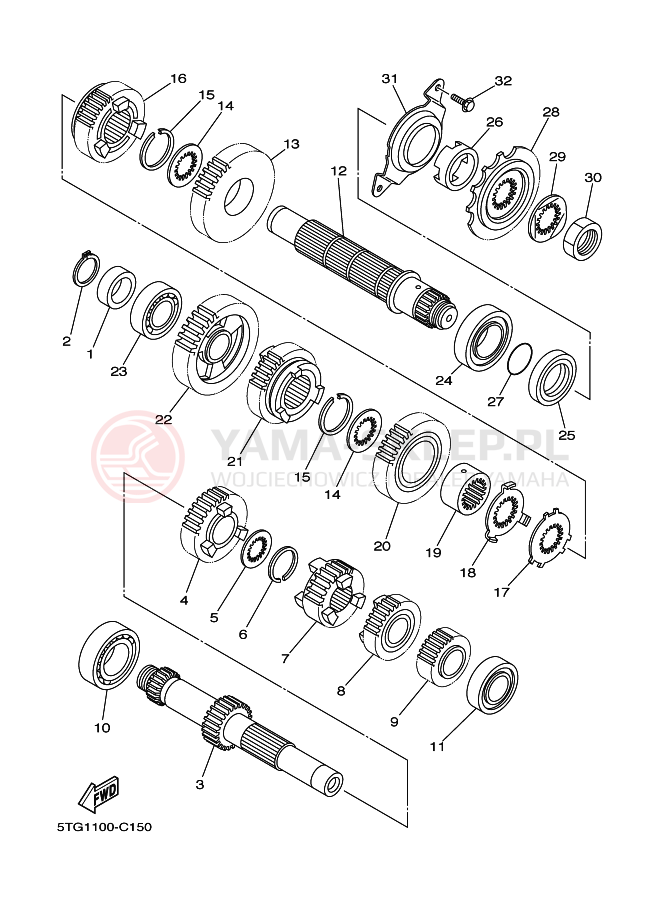 Schemat "Skrzynia biegów " do Yamaha YFZ450X