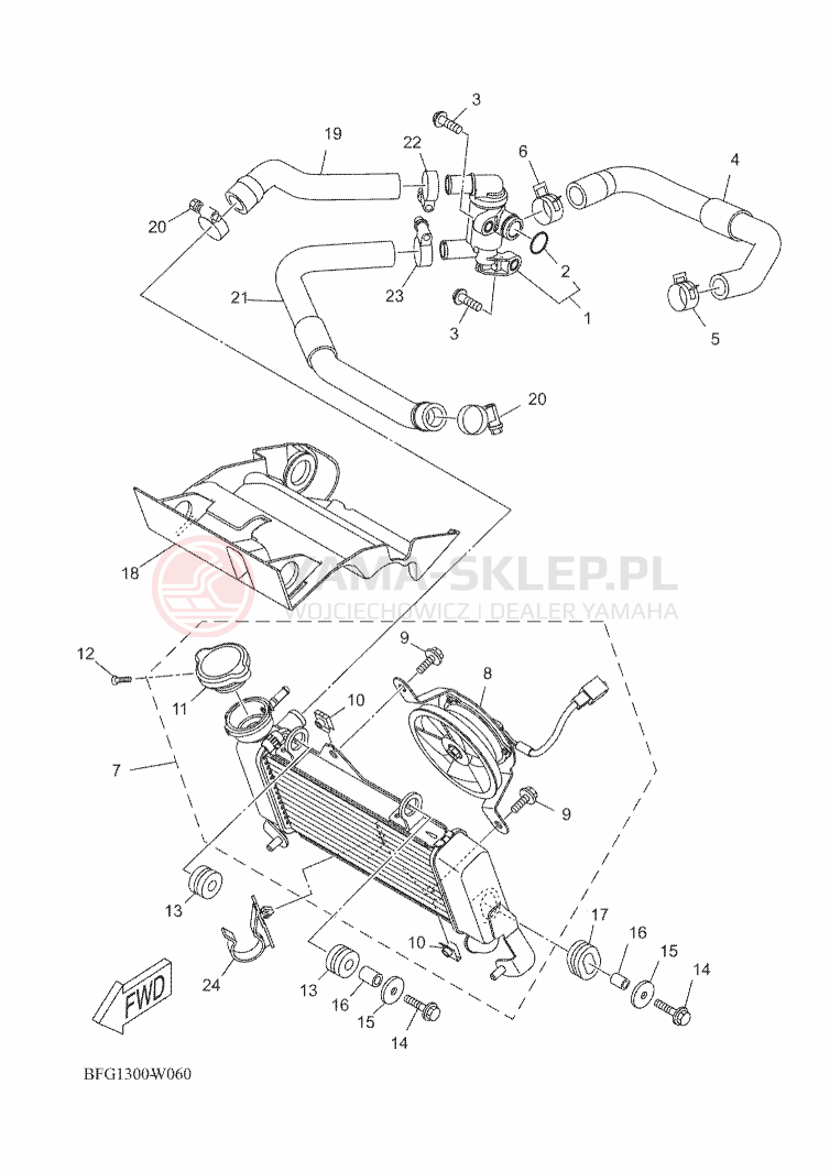 Schemat "Układ chlodzenia" do Yamaha XSR125