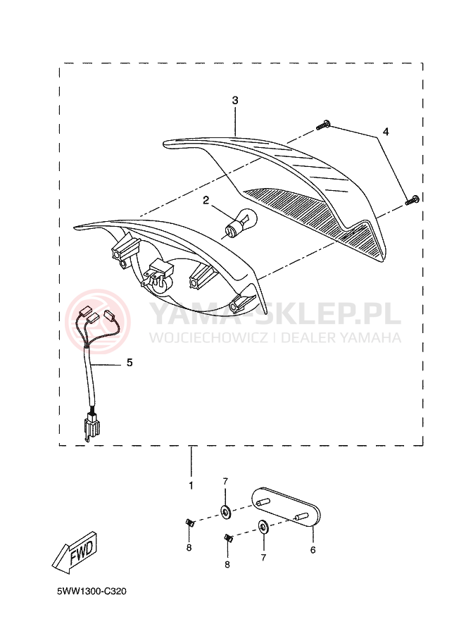 Schemat "Oświetlenie tył" do Yamaha BWS