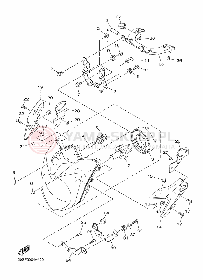 Schemat "Lampa przód" do Yamaha XJ6N