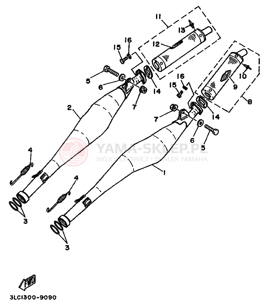 Schemat "Wydech końcowy" do Yamaha TZ250A