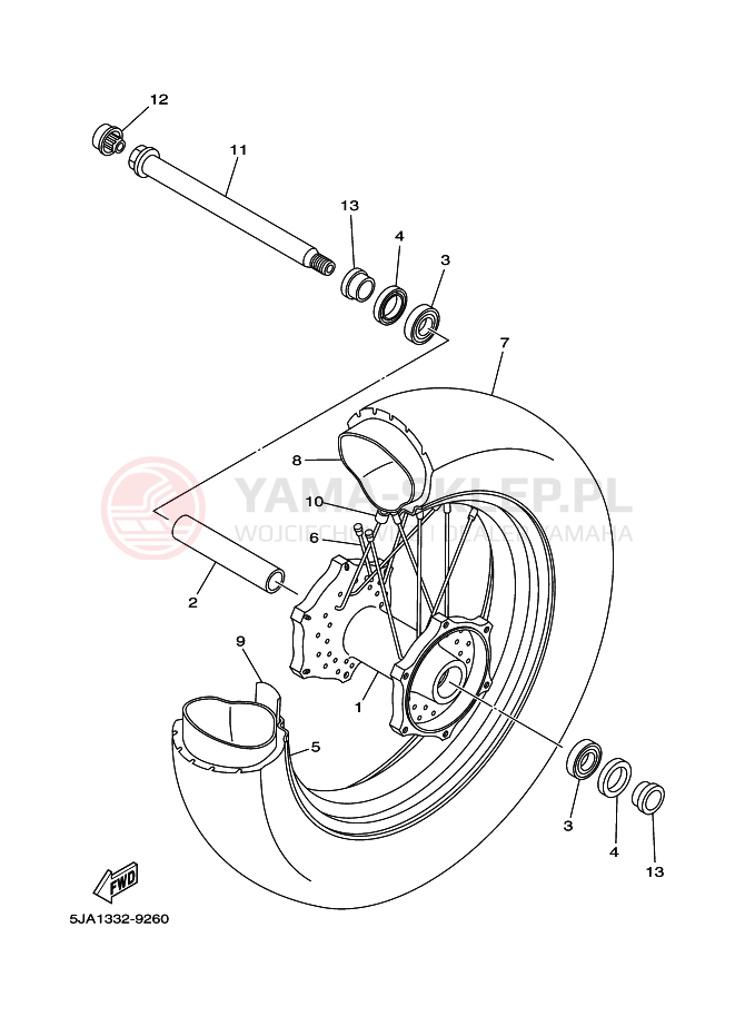 Schemat "Koło przód" do Yamaha XV1600A Wild Star