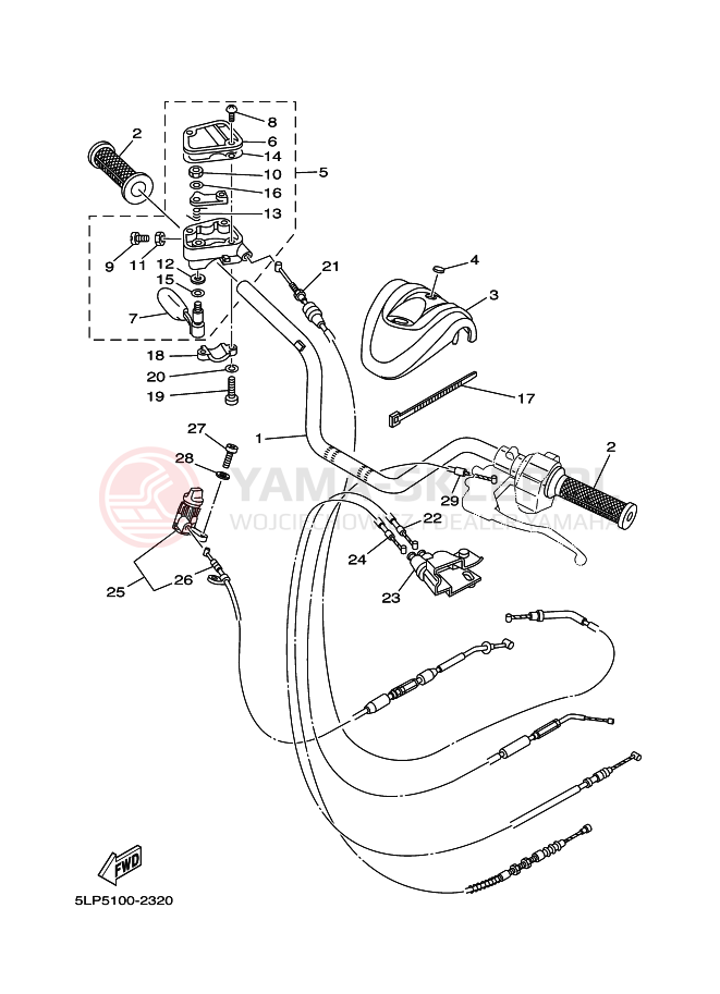 Schemat "Kierownica i osprzęt" do Yamaha RAPTOR 660
