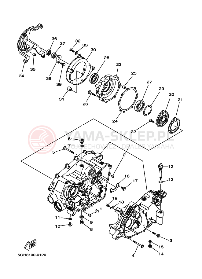 Schemat "Obudowa silnika" do Yamaha YFM400FA