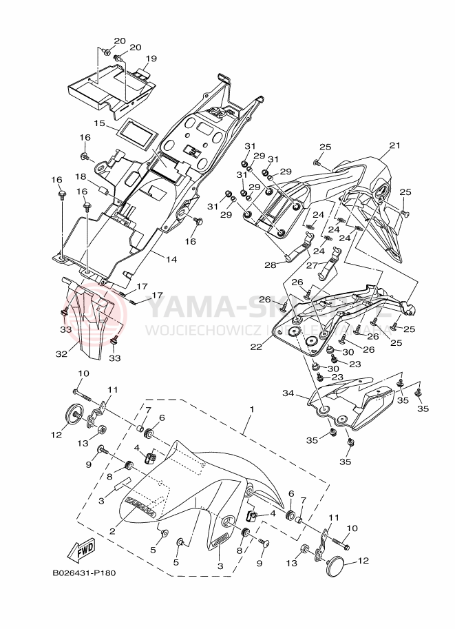 Schemat "błotnik" do Yamaha YZF-R3