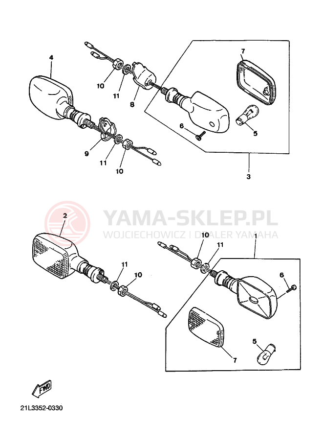 Schemat "Kierownica i osprzęt" do Yamaha SR250