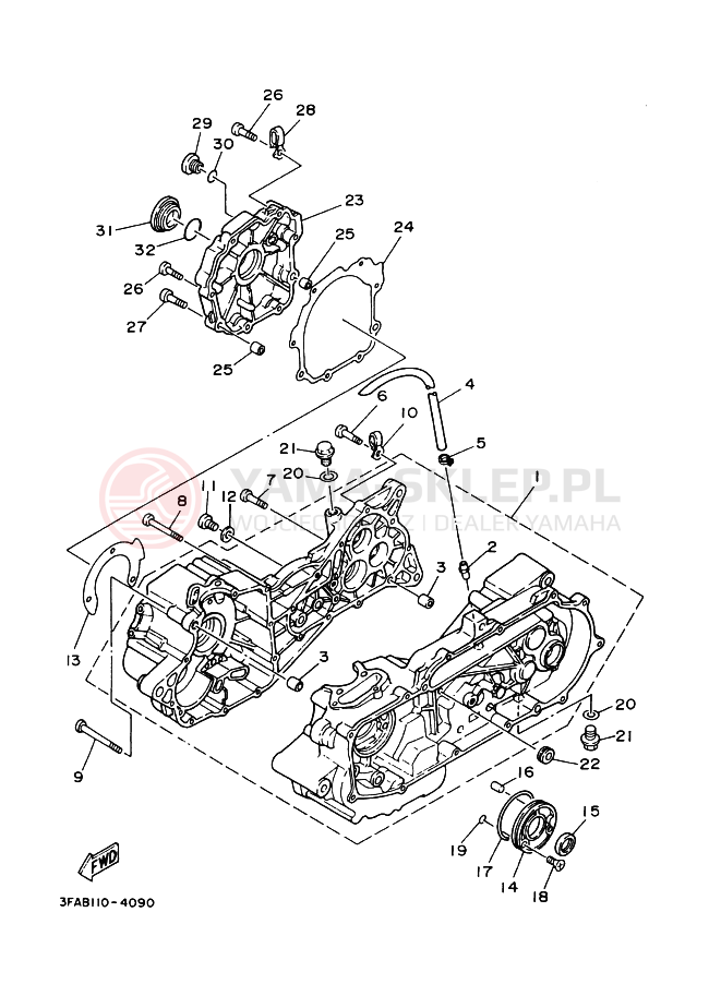 Schemat "Pokrywa silnika" do Yamaha BREEZE