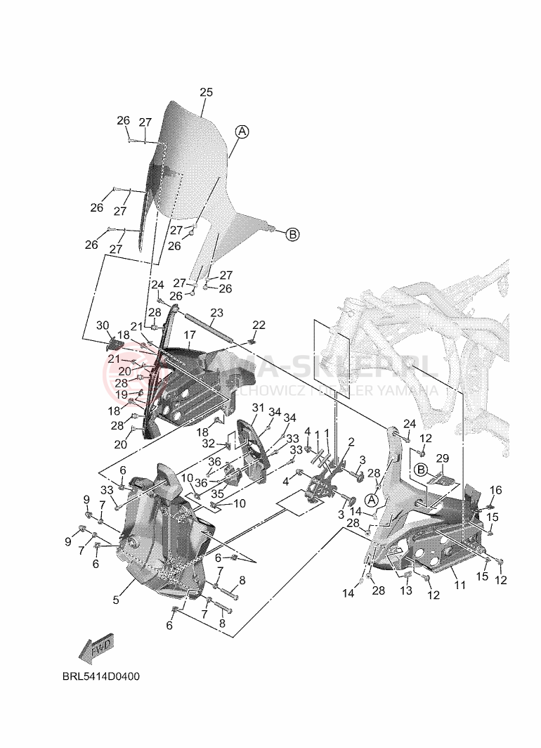 Schemat "Obudowa silnika" do Yamaha TENERE 700