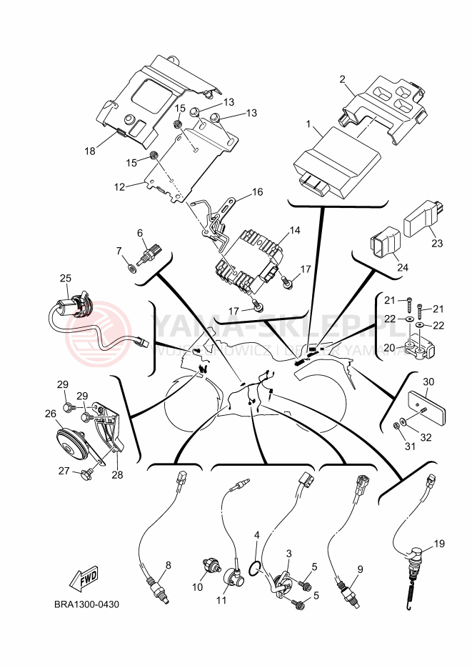 Schemat "układ elektryczny" do Yamaha R3