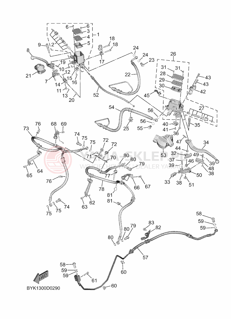 Schemat "Pompa hamulcowa przednia" do Yamaha TRICITY 300