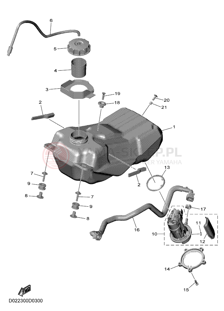 Schemat "zbiornik paliwa" do Yamaha YZ450F