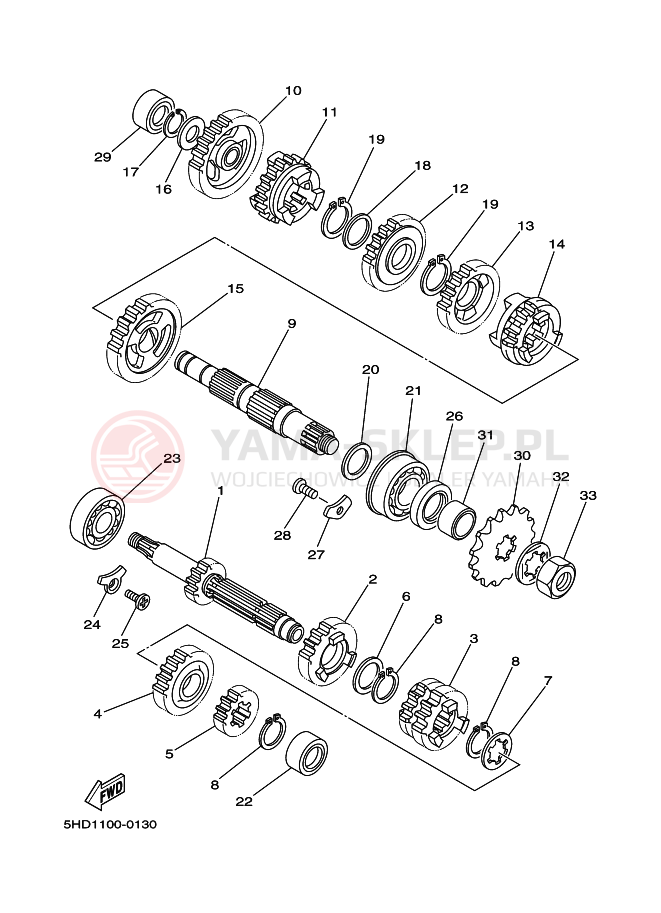 Schemat "Skrzynia biegów " do Yamaha YZ125