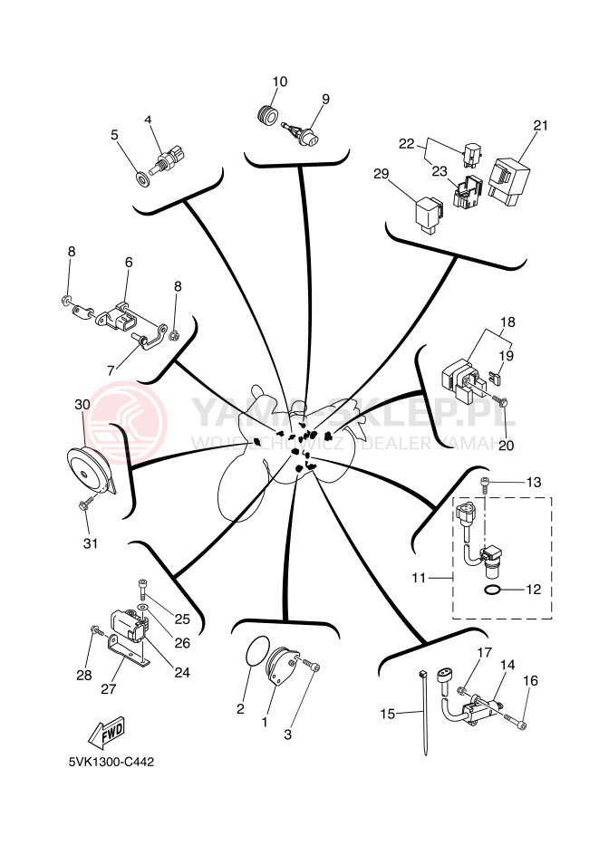 Schemat "układ elektryczny" do Yamaha XT660R