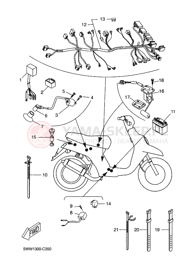 Schemat "układ elektryczny" do Yamaha BWS