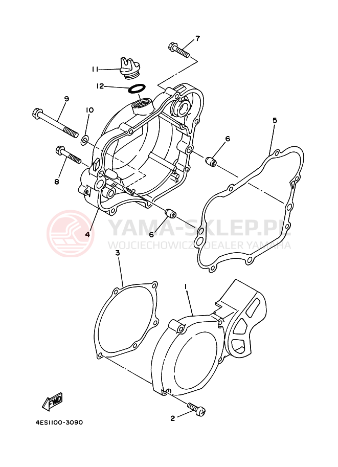 Schemat "Pokrywa silnika" do Yamaha YZ80