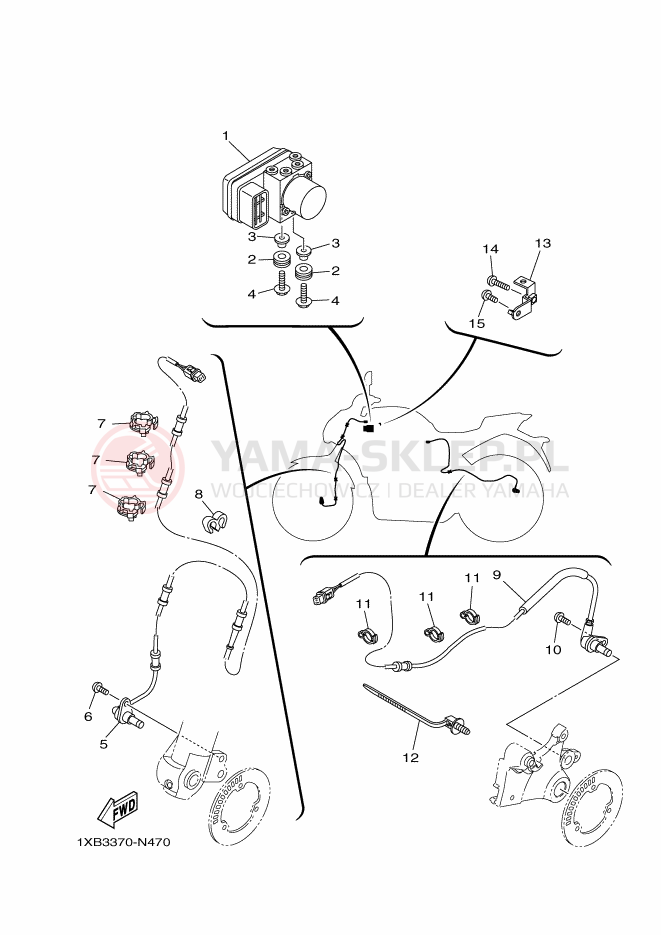 Schemat "SPRZĘT ELEKTRYCZNY 3" do Yamaha MT-07 ABS