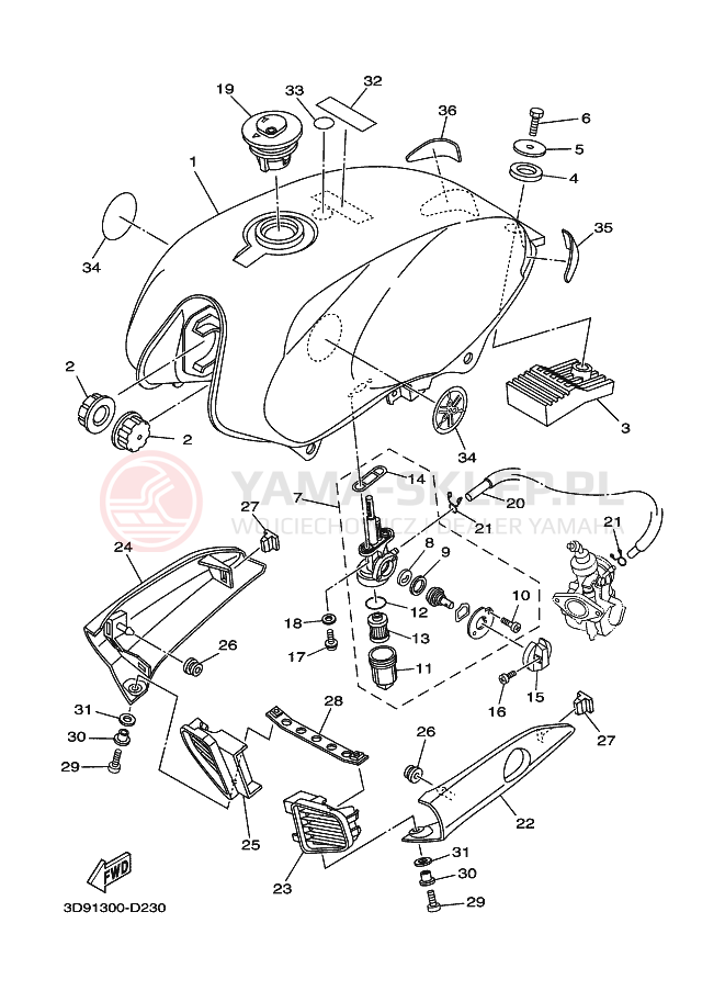 Schemat "zbiornik paliwa" do Yamaha YBR125ED